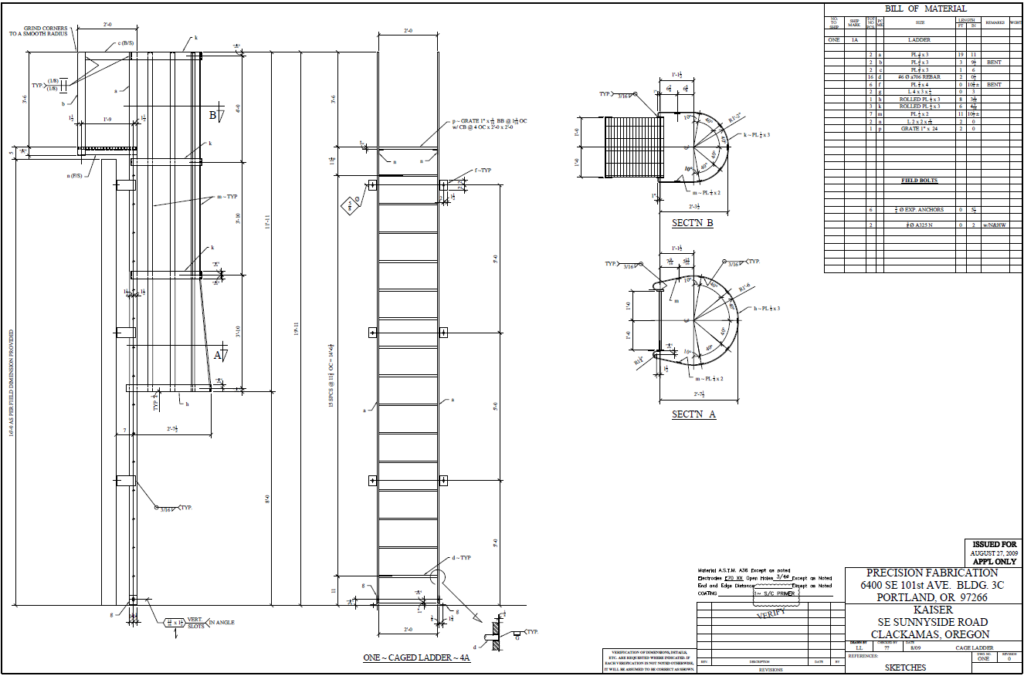 Caged Ladder Shop Drawing